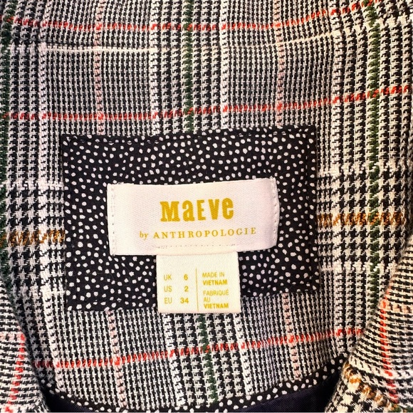 2 for $15 😍 Anthropologie Maeve Relaxed Herringbone Lilith Blazer– Black/Tan – 2 - Picture 7 of 7